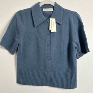 NWT Abercrombie & Fitch x Kathleen Post Blue Wool Blend Top Small